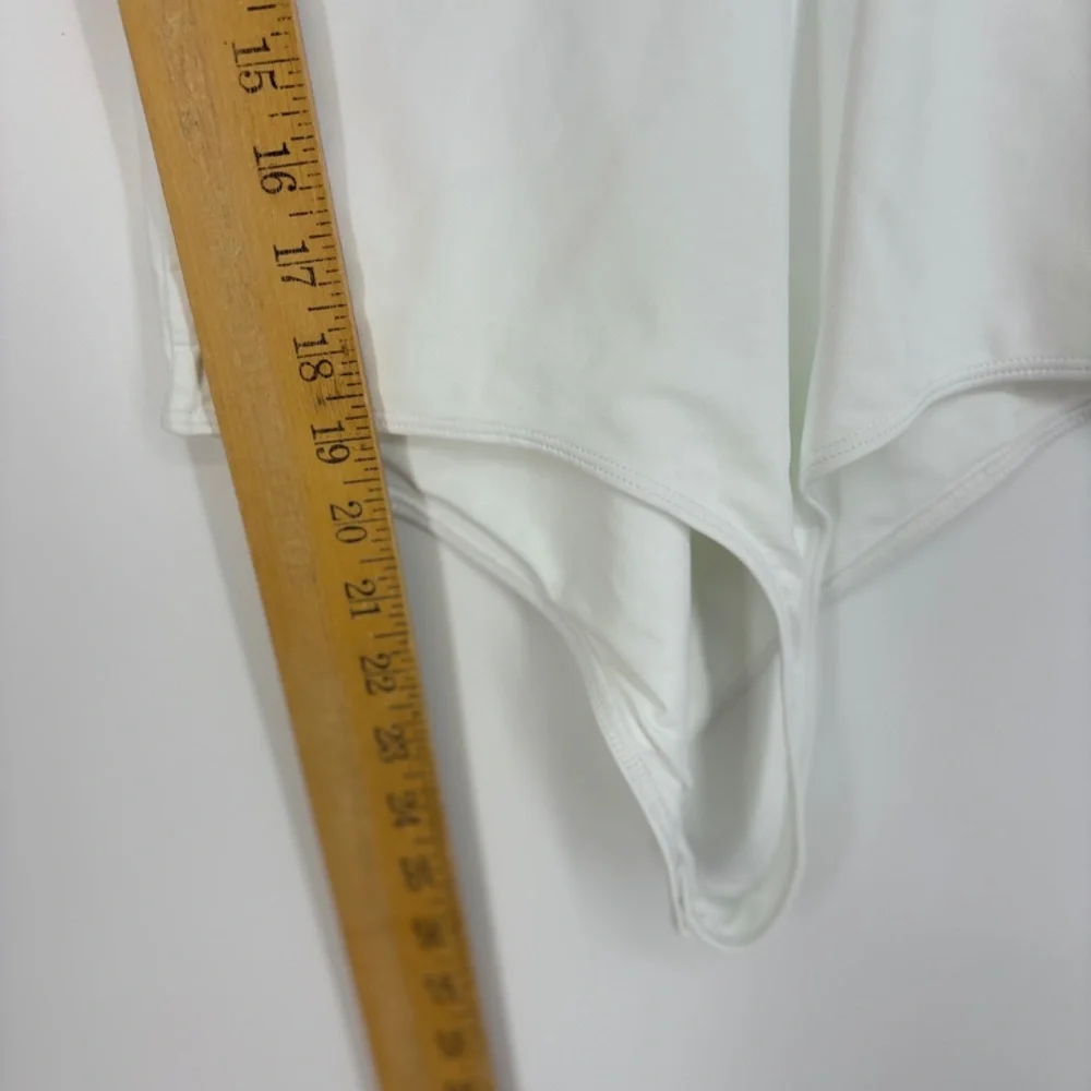 And Now This Womens Medium Tank Bodysuit V-Neck White Double Layer Knit Fabric - Picture 10 of 10